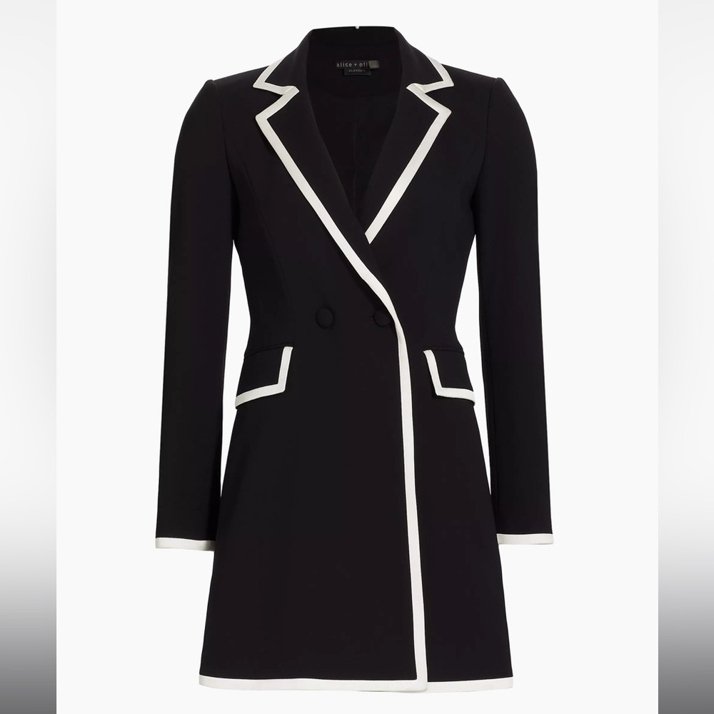 Alice + Olivia Black and White Long Sleeve Dress